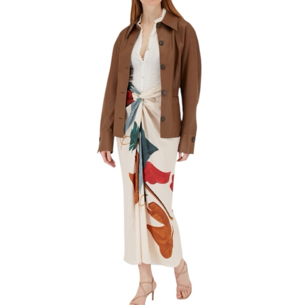 Women's Cream Floral Wrap Maxi Skirt - Picture 2 of 14